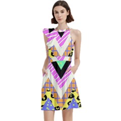 Zigzag-1 Cocktail Party Halter Sleeveless Dress With Pockets by nateshop