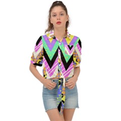 Zigzag-1 Tie Front Shirt  by nateshop