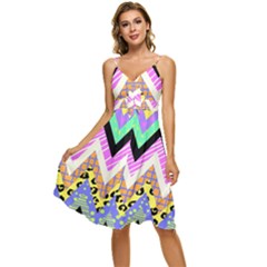 Zigzag-1 Sleeveless Tie Front Chiffon Dress by nateshop