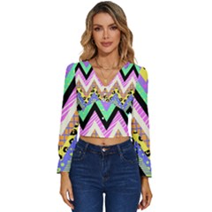 Zigzag-1 Long Sleeve V-neck Top by nateshop