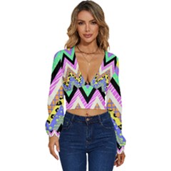 Zigzag-1 Long Sleeve Deep-v Velour Top