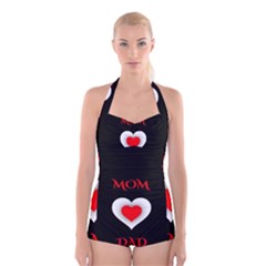 Mom And Dad, Father, Feeling, I Love You, Love Boyleg Halter Swimsuit  by nateshop