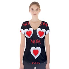 Mom And Dad, Father, Feeling, I Love You, Love Short Sleeve Front Detail Top by nateshop