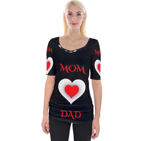 Mom And Dad, Father, Feeling, I Love You, Love Wide Neckline T-shirt by nateshop