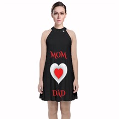 Mom And Dad, Father, Feeling, I Love You, Love Velvet Halter Neckline Dress  by nateshop