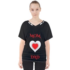 Mom And Dad, Father, Feeling, I Love You, Love V-neck Dolman Drape Top by nateshop