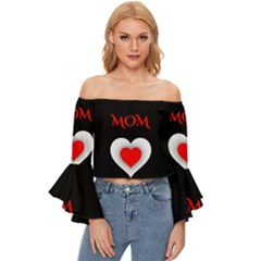 Mom And Dad, Father, Feeling, I Love You, Love Off Shoulder Flutter Bell Sleeve Top by nateshop