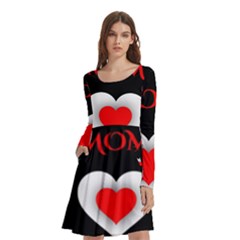 Mom And Dad, Father, Feeling, I Love You, Love Long Sleeve Knee Length Skater Dress With Pockets by nateshop