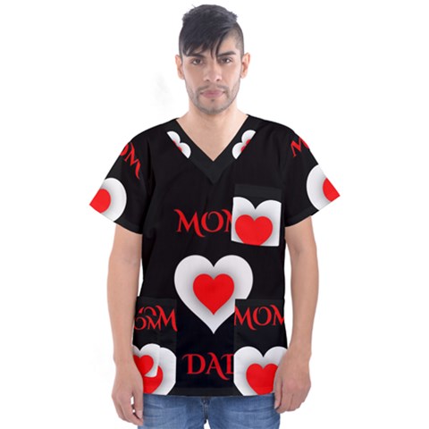 Mom And Dad, Father, Feeling, I Love You, Love Men s V-neck Scrub Top by nateshop