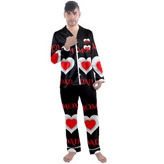 Mom And Dad, Father, Feeling, I Love You, Love Men s Long Sleeve Satin Pajamas Set by nateshop