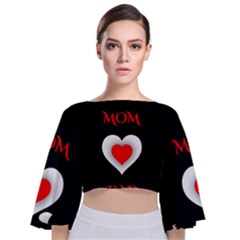 Mom And Dad, Father, Feeling, I Love You, Love Tie Back Butterfly Sleeve Chiffon Top by nateshop