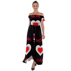 Mom And Dad, Father, Feeling, I Love You, Love Off Shoulder Open Front Chiffon Dress by nateshop