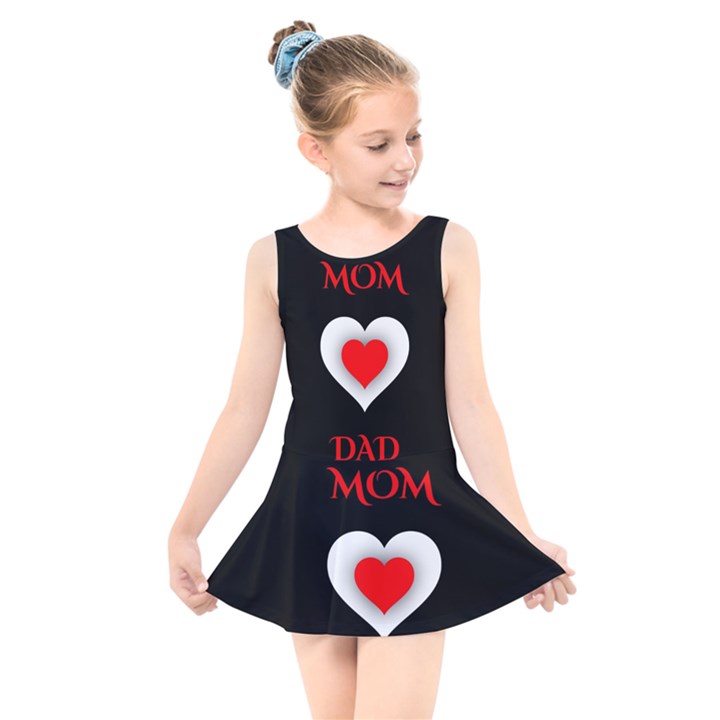 Mom And Dad, Father, Feeling, I Love You, Love Kids  Skater Dress Swimsuit