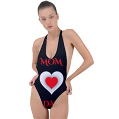 Mom And Dad, Father, Feeling, I Love You, Love Backless Halter One Piece Swimsuit by nateshop