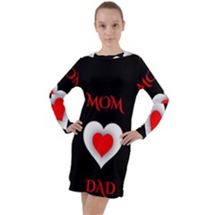 Mom And Dad, Father, Feeling, I Love You, Love Long Sleeve Hoodie Dress by nateshop