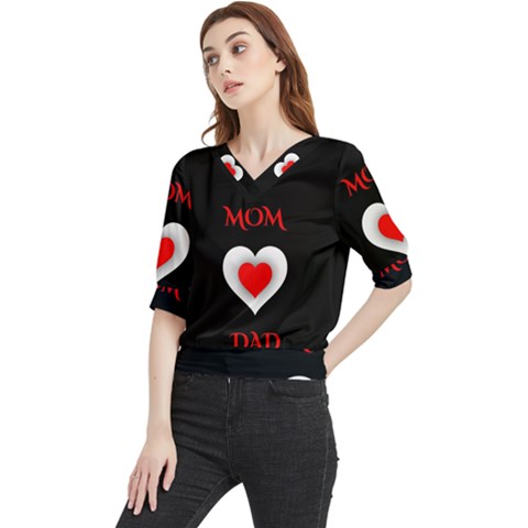 Mom And Dad, Father, Feeling, I Love You, Love Quarter Sleeve Blouse by nateshop