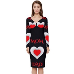 Mom And Dad, Father, Feeling, I Love You, Love Long Sleeve V-neck Bodycon Dress  by nateshop