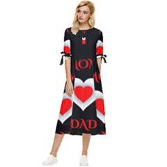 Mom And Dad, Father, Feeling, I Love You, Love Bow Sleeve Chiffon Midi Dress