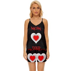 Mom And Dad, Father, Feeling, I Love You, Love V-neck Satin Pajamas Set