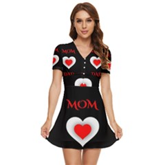 Mom And Dad, Father, Feeling, I Love You, Love V-neck High Waist Chiffon Mini Dress by nateshop