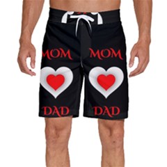 Mom And Dad, Father, Feeling, I Love You, Love Men s Beach Shorts by nateshop