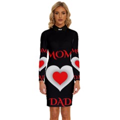 Mom And Dad, Father, Feeling, I Love You, Love Long Sleeve Shirt Collar Bodycon Dress by nateshop