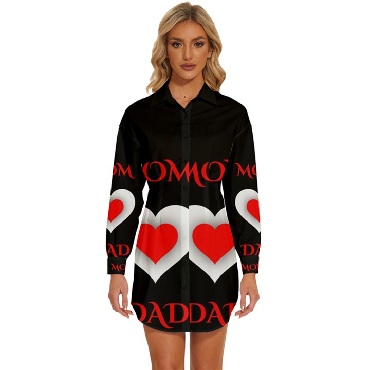 Mom And Dad, Father, Feeling, I Love You, Love Womens Long Sleeve Shirt Dress