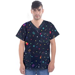 Abstract Minimalism Digital Art, Men s V-neck Scrub Top