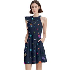 Abstract Minimalism Digital Art, Cocktail Party Halter Sleeveless Dress With Pockets by nateshop