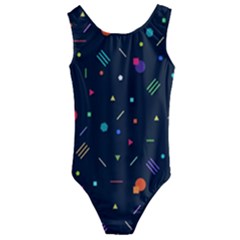 Abstract Minimalism Digital Art, Kids  Cut-out Back One Piece Swimsuit