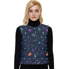 Abstract Minimalism Digital Art, Women s Button Up Puffer Vest by nateshop