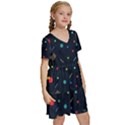 Abstract Minimalism Digital Art, Kids  Short Sleeve Tiered Mini Dress View3