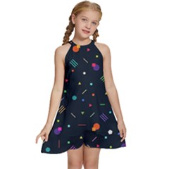 Abstract Minimalism Digital Art, Kids  Halter Collar Waist Tie Chiffon Dress by nateshop