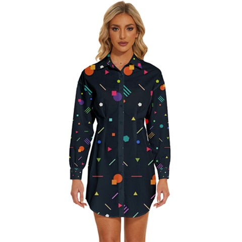 Abstract Minimalism Digital Art, Womens Long Sleeve Shirt Dress by nateshop