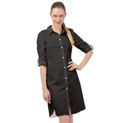 Black, Background, Simple Long Sleeve Mini Shirt Dress by nateshop