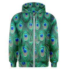 Feather, Bird, Pattern, Peacock, Texture Men s Zipper Hoodie