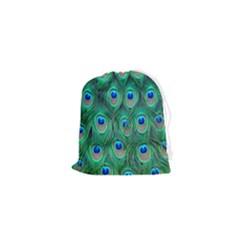 Feather, Bird, Pattern, Peacock, Texture Drawstring Pouch (xs) by nateshop