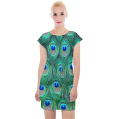 Feather, Bird, Pattern, Peacock, Texture Cap Sleeve Bodycon Dress by nateshop