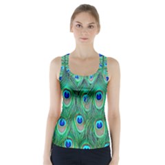 Feather, Bird, Pattern, Peacock, Texture Racer Back Sports Top by nateshop