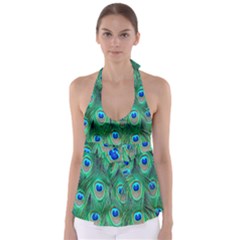 Feather, Bird, Pattern, Peacock, Texture Tie Back Tankini Top by nateshop