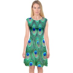 Feather, Bird, Pattern, Peacock, Texture Capsleeve Midi Dress by nateshop