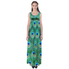 Feather, Bird, Pattern, Peacock, Texture Empire Waist Maxi Dress by nateshop