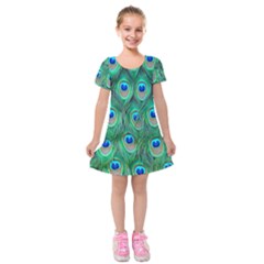 Feather, Bird, Pattern, Peacock, Texture Kids  Short Sleeve Velvet Dress by nateshop