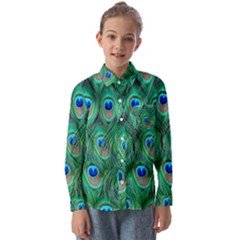 Feather, Bird, Pattern, Peacock, Texture Kids  Long Sleeve Shirt by nateshop