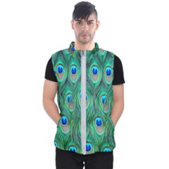 Feather, Bird, Pattern, Peacock, Texture Men s Puffer Vest by nateshop