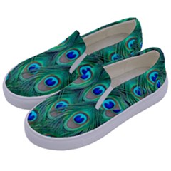 Feather, Bird, Pattern, Peacock, Texture Kids  Canvas Slip Ons by nateshop