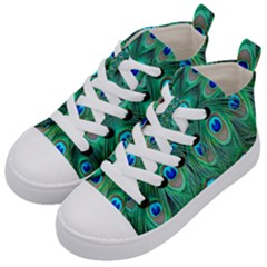 Feather, Bird, Pattern, Peacock, Texture Kids  Mid-top Canvas Sneakers by nateshop