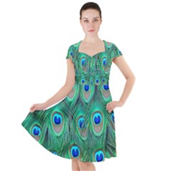 Feather, Bird, Pattern, Peacock, Texture Cap Sleeve Midi Dress by nateshop