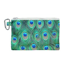 Feather, Bird, Pattern, Peacock, Texture Canvas Cosmetic Bag (medium) by nateshop