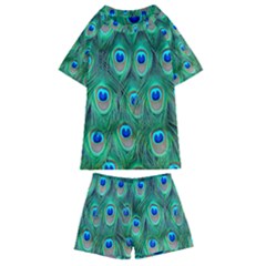 Feather, Bird, Pattern, Peacock, Texture Kids  Swim T-shirt And Shorts Set by nateshop